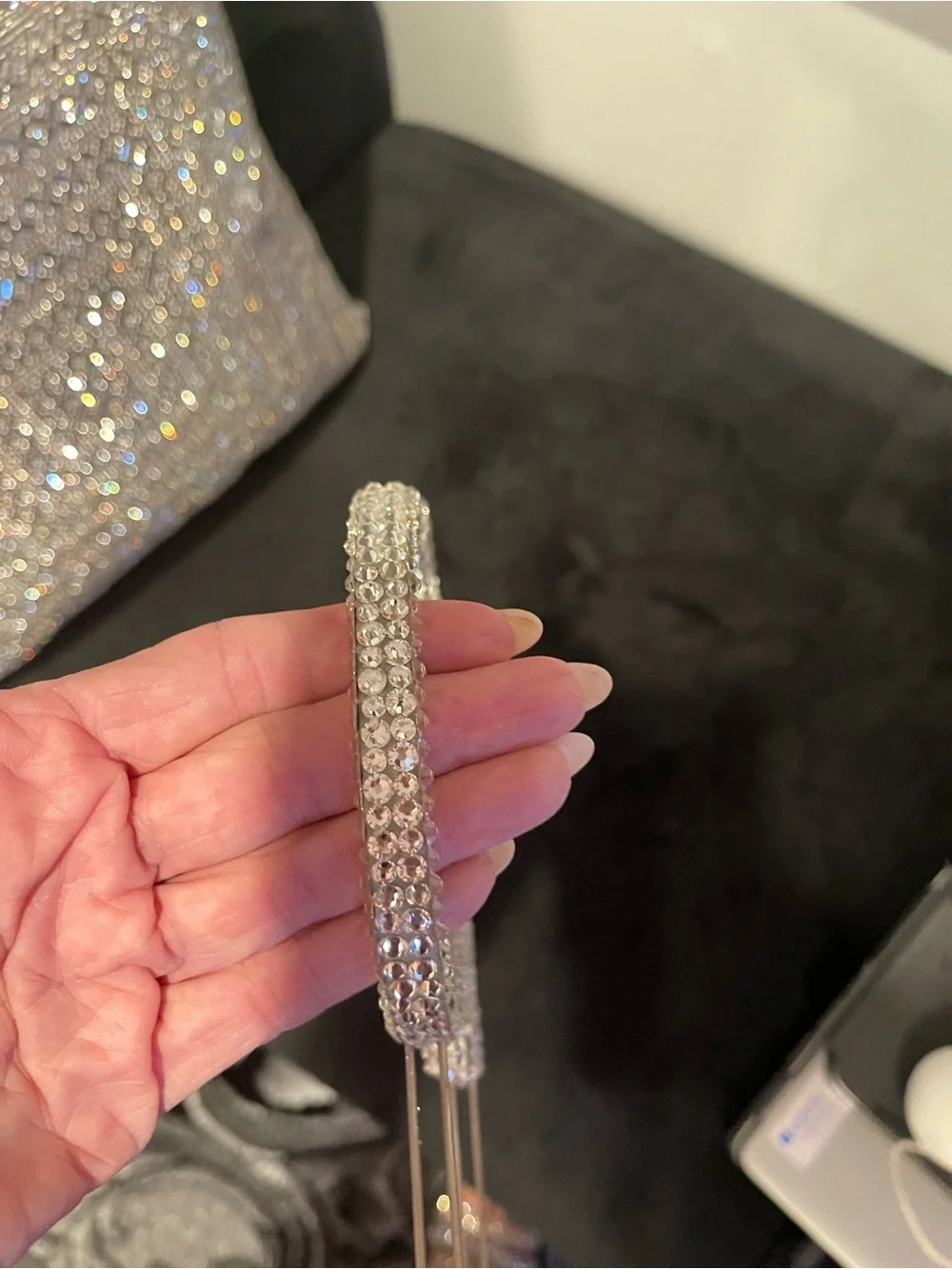 Rhinestone Letter M Cake Topper - Silver Sparkles